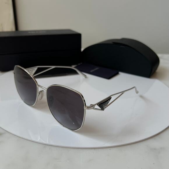 NEW Prada PR57YS Sunglasses in Silver Grey Gradient - Picture 5 of 11